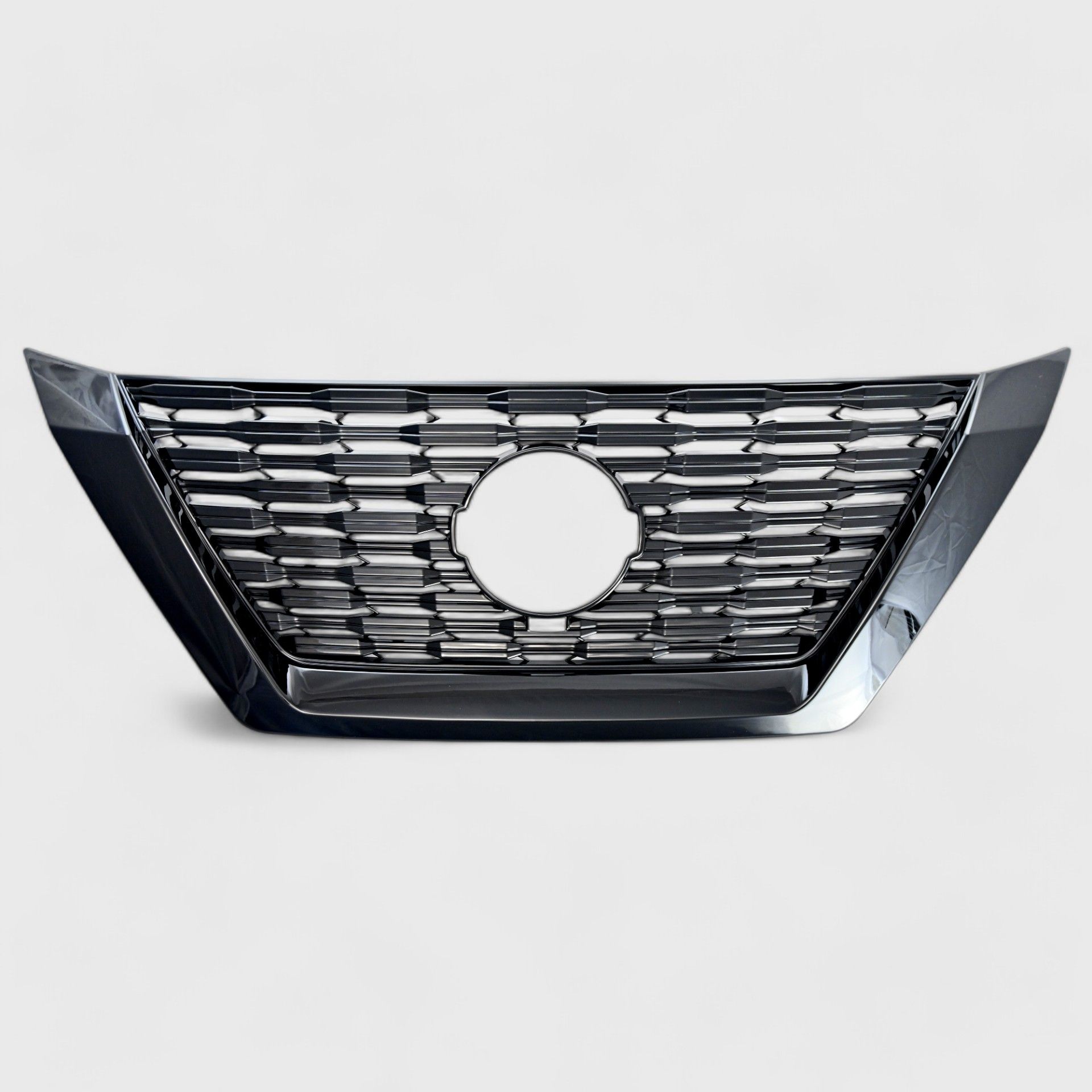 21-23 Nissan Rogue Fits grille W/ or W/O Camera 1 Piece Gloss Black Snap-on W/Tape Grille Overlay