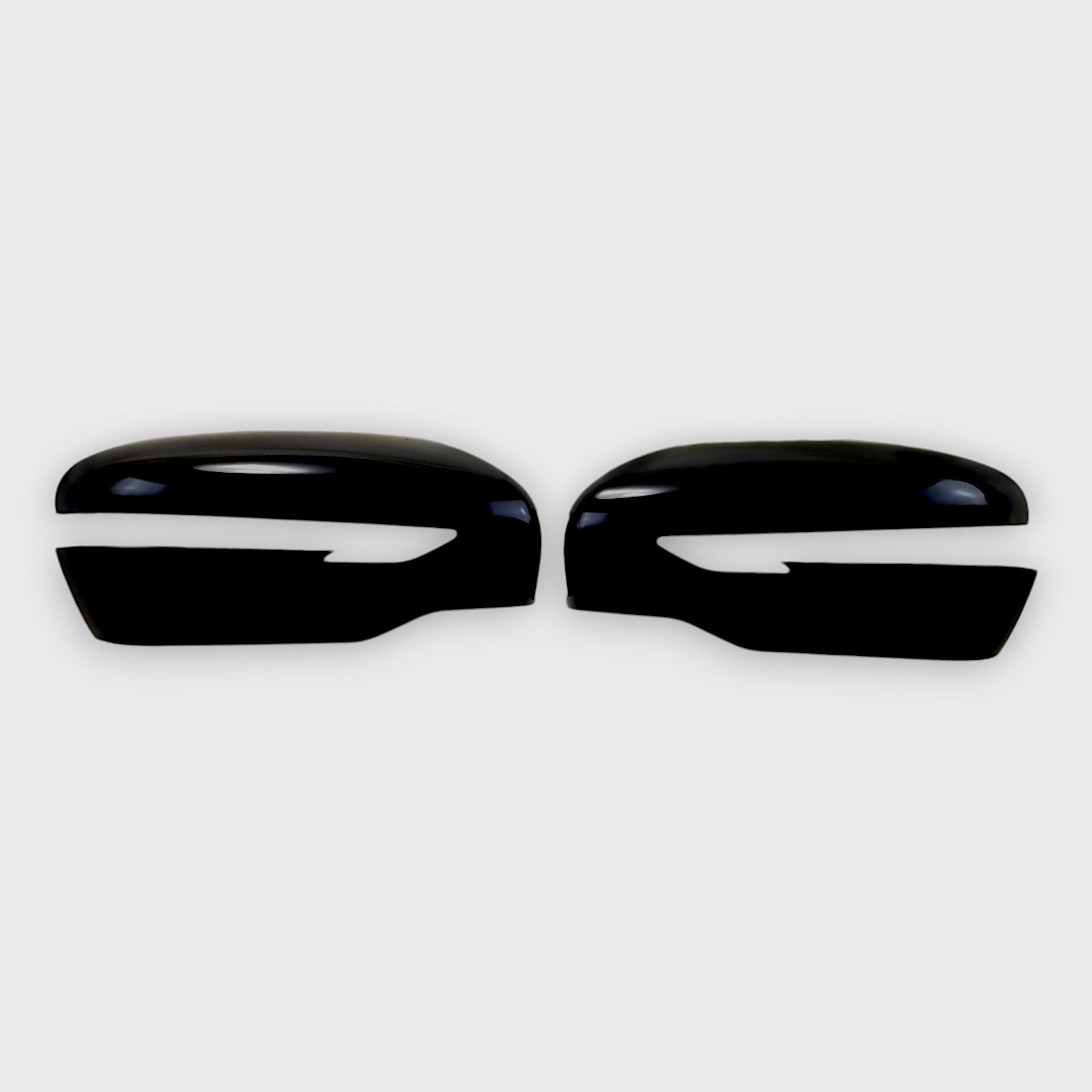 14-20 Nissan Rogue, 15-24 Nissan Murano, 15-17 Nissan Juke, 17-21 Nissan Pathfinder, 17-22 Nissan Rogue Sport 2 Piece With Turn Signal Top Gloss Black Tape-on Mirror Cover