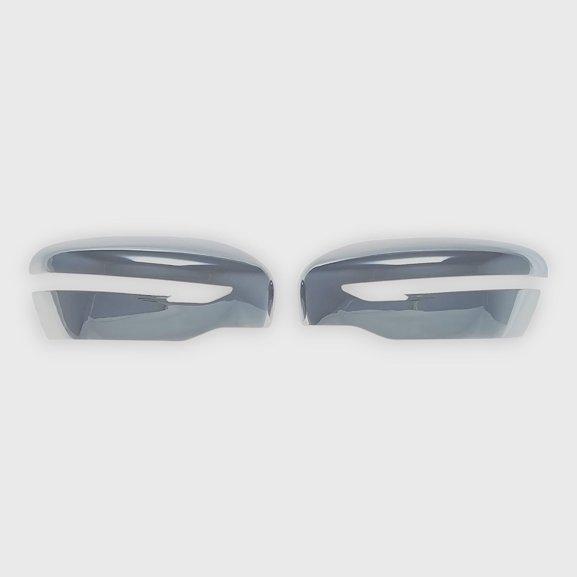 14-20 Nissan Rogue, 15-24 Nissan Murano, 15-17 Nissan Juke, 17-21 Nissan Pathfinder, 17-22 Nissan Rogue Sport 2 Piece With Turn Signal Top Chrome Tape-on Mirror Cover