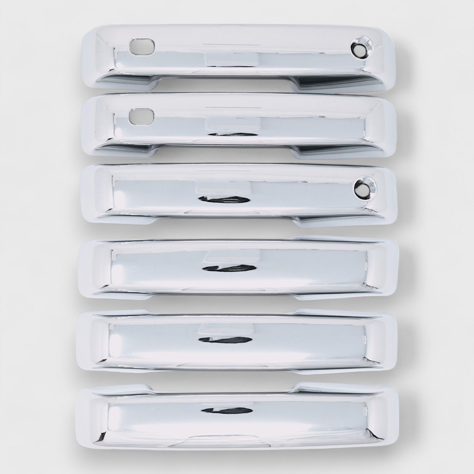 21-26 Ford F-150, 22-26 Ford F-150 Lightning, 23-26 Ford F-250 Super Duty/F-350 Super Duty W/ or W/O Smart Key 6 Piece Chrome Snap-on W/Tape Patented Door Handle Cover