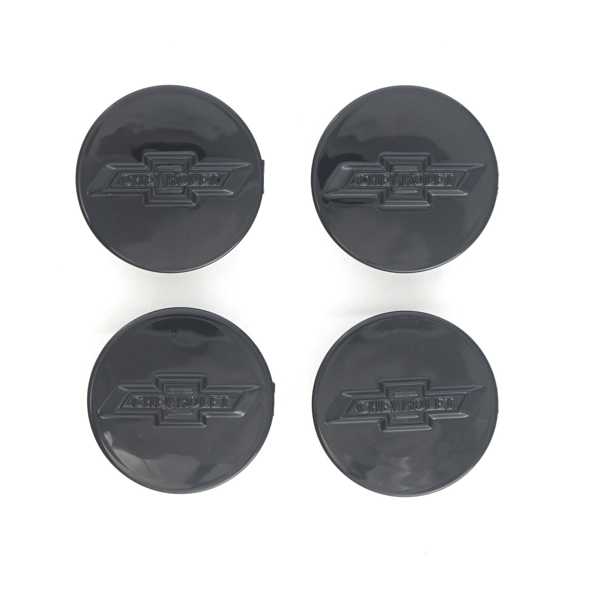 14-26 Chevrolet Silverado 1500, 15-26 Chevrolet Tahoe/Suburban 4 Piece Gloss Black Replacement Officially Licensed Chevrolet Wheel Cap Set