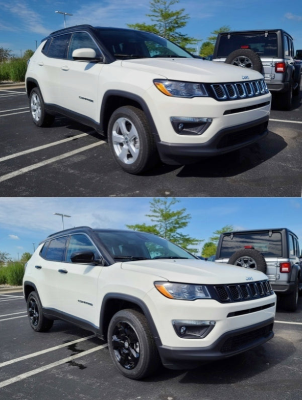 Gloss Black Tape-On Overlay Mirror Cover for 2017-2023 Jeep Compass - Afbeelding 6 van 7