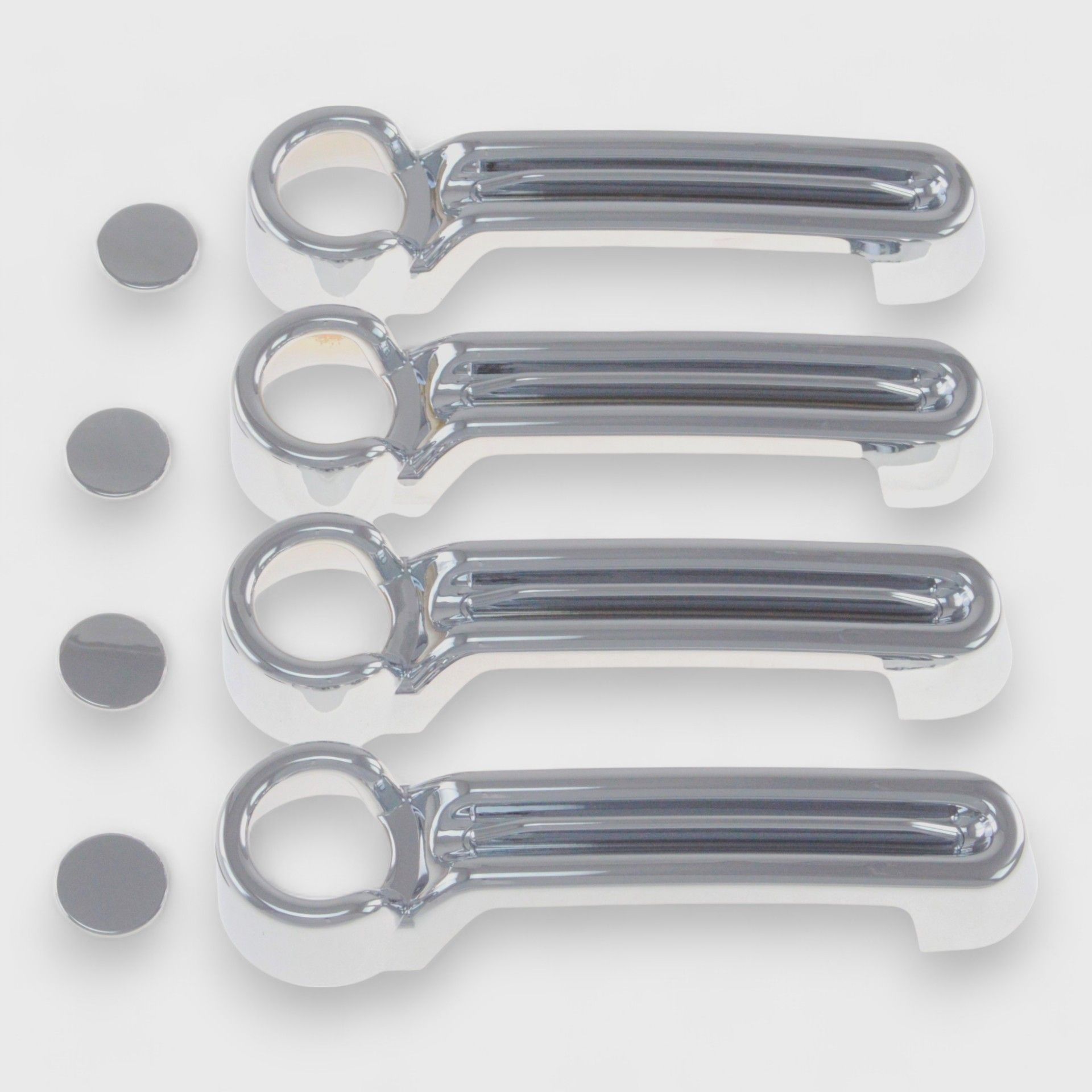 07-17 Jeep Wrangler, 08-13 Jeep Liberty, 2018 Jeep Wrangler JK, 07-12 Dodge Nitro No Smart Key 8 Piece Chrome Tape-on Patented Door Handle Cover